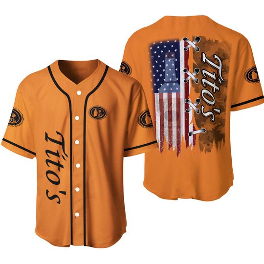 Discover Tito's Vodka Baseball Jersey - American Flag Design