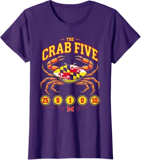 Discover The Crab Five Crab Flag Maryland Funny Cool Design Ladies' Crewneck T-Shirt