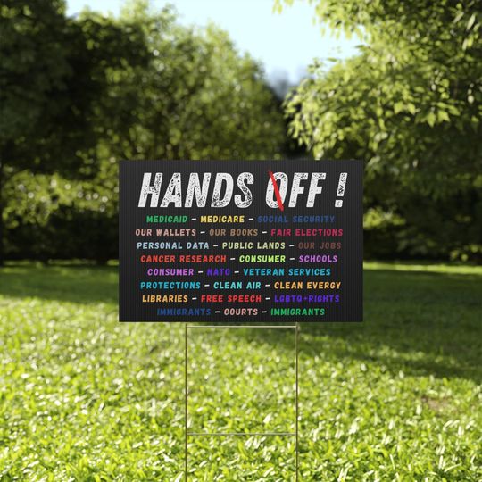 Discover Hands Off Yard Sign, Anti Trump Anti Maga FDT DOGE Democrat Yard Banner