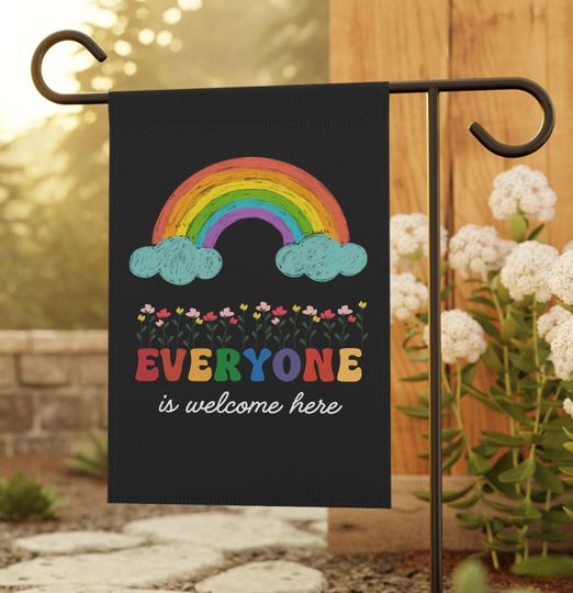 Discover Everyone is Welcome here Garden Flag Equality Yard Sign Diversity Inclusion Sign Equality