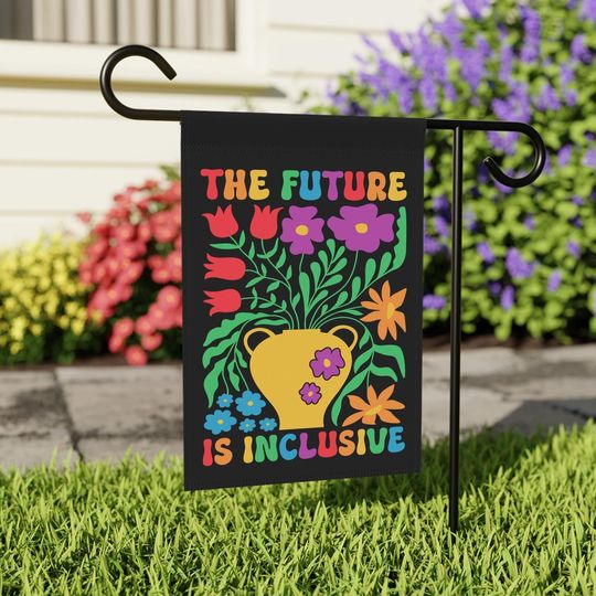 Discover The Future Is Inclusive Garden Flag, LGBTQ Flag, Everyone is Welcome Here Flag, Gay Pride