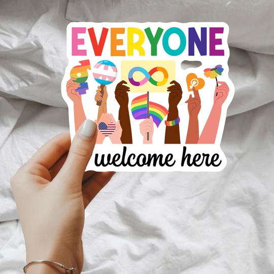 Discover Everyone is Welcome Here Sticker, Idoha teacher Sticker, LGBT Safe Space Sticker