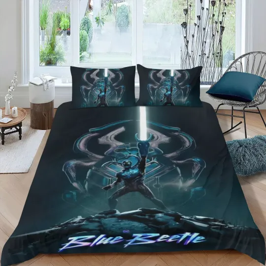 Discover 3Pcs Bedding Sets Blue Beetle Comforter Sets for Kids Lightweight All Season
