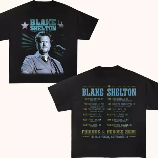 Discover Blake Shelton Friends and Heroes Tour 2025 Shirt