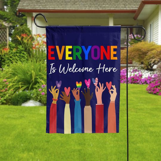 Discover Everyone is Welcome Here Garden Flag, LGBTQ Garden Flag Gay Pride Flag