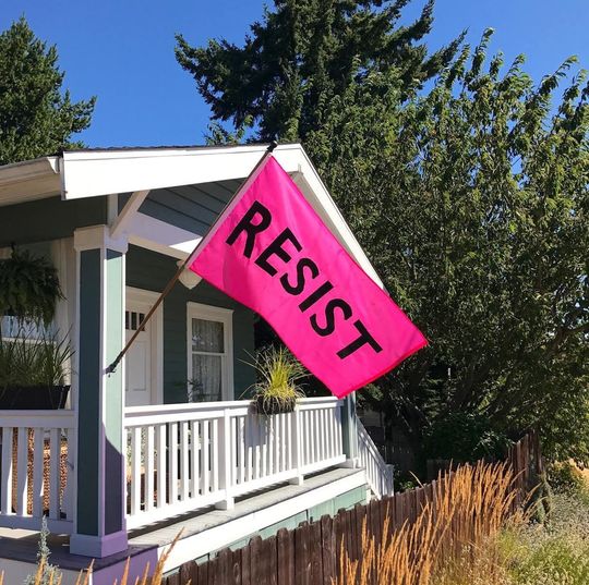 Discover RESIST Pink Flag Resistance, Protest Flag, Handmade in Seattle