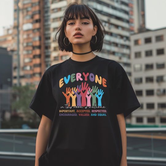 Discover Idaho Teacher T-Shirt - Everyone Is Welcome Here Shirt, Inclusive & Supportive Tee, Stand for Diversity, Equality and Kindness