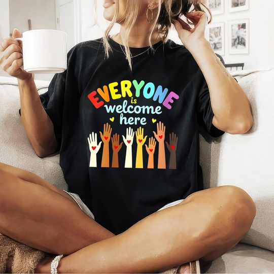 Discover Everyone Is Welcome Here Idaho Teacher Shirt