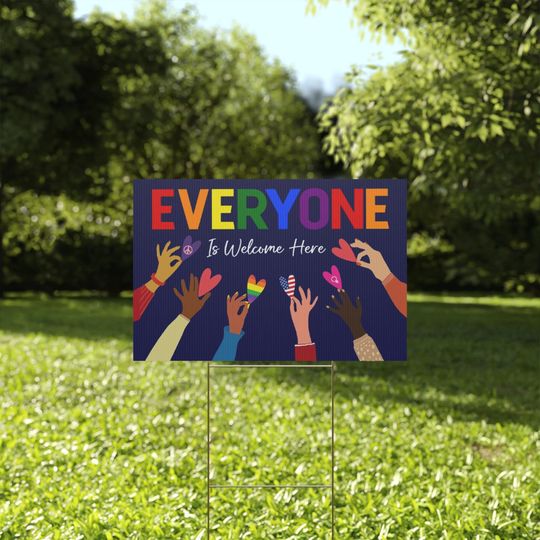 Discover LGBTQ Pride Yard Sign, Everyone Is Welcome Here Yard Sign, Love Is Love, Rainbow Equality, Queer & Trans Rights