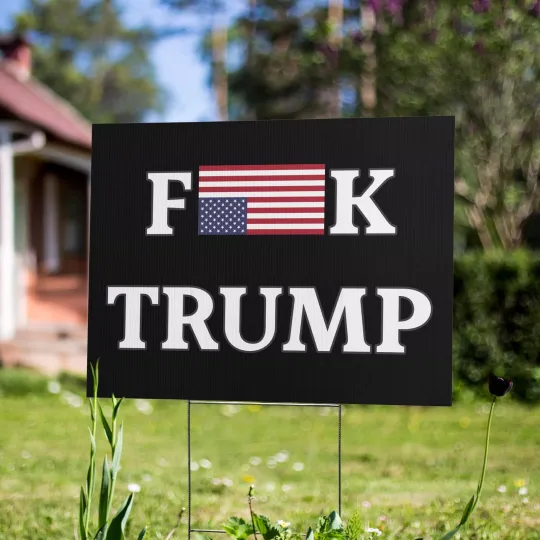 Discover Vintage American Flag Fvck Trump Anti Oligarchy Tax The Rich Yard Sign