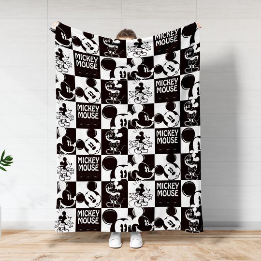 Discover Classic Mickeyy Minniee Mouse Throw Blanket, Black & White Mickeyy Blanket
