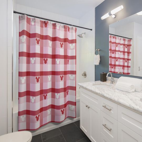 Discover Checked Mickeyy Valentine's Shower Curtain, Mickeyy Bathroom, Disneyyy Home