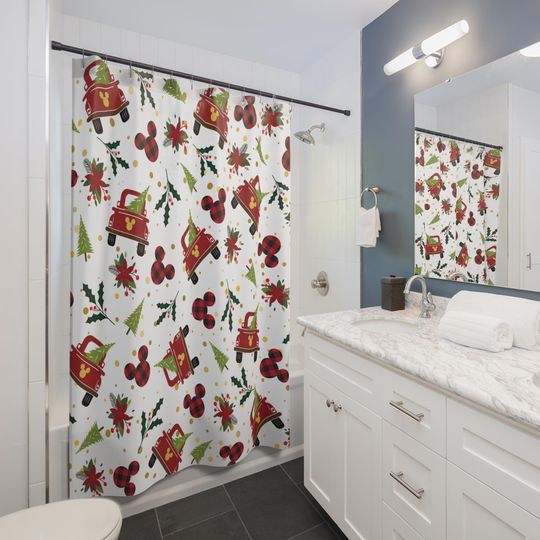 Discover Disneyyy Christmas Shower Curtain, Mickeyy Bathroom, Disneyyy Home Dcor