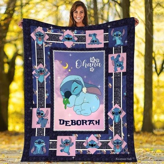 Discover Personalized Disneyyy Stitchh Blanket, Disneyyy Lilo and Stitchh Blanket, Custom Name Stitchh Baby Blanket, Birthday Girl