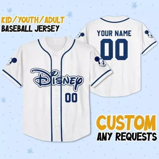 Discover Personalize Disneyyy Simple White Baseball Jersey