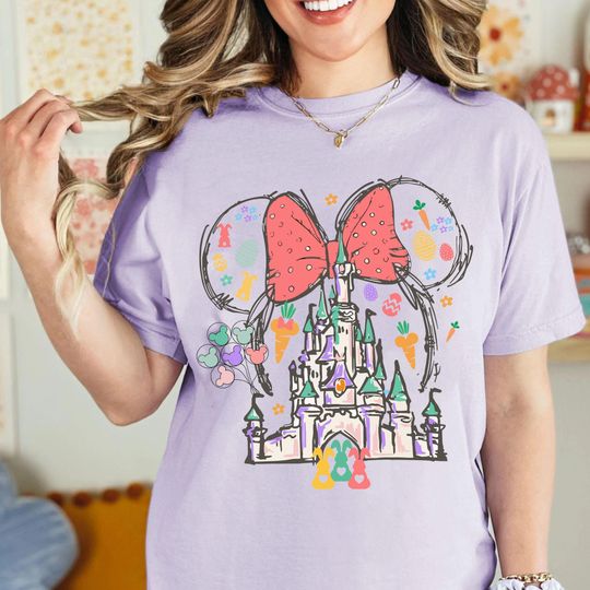 Discover Vintage Disneyyy Castle Easter Minniee Mouse Head T-shirt, Cute Disneyyy Easter Egg Shirt