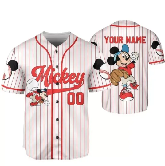 Discover Personalize Disneyyy Mickeyy Play Baseball Jersey