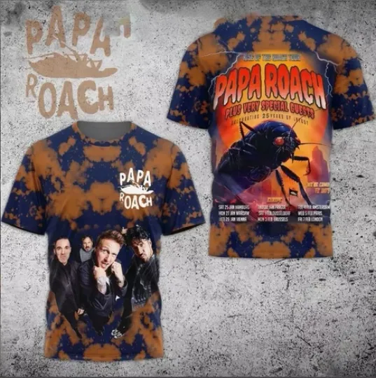 Discover Papa Roach 25 Years Of Celebrating Tour 2025 AOP 3D T-shirt