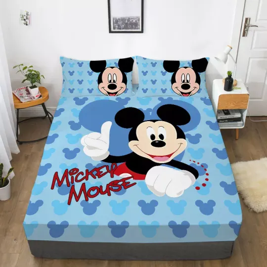 Discover Blue Mickeyy Bedding Set Queen Doona Duvet Cover Pillowcase