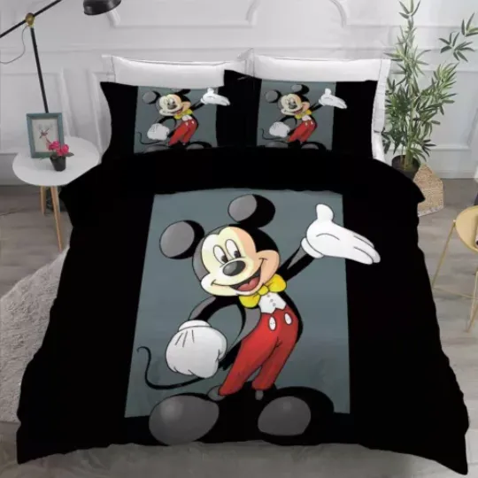 Discover 3D Mickeyy Minniee Bedding Set Bed Duvet Cover Pillowcase Bedding Set single