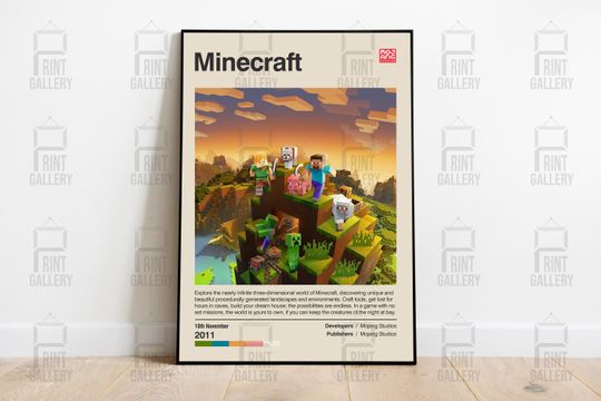 Discover Minecraft Steve Video Game Poster Gaming Print Video Games Wall Art Game Room Decor Gamer Gift