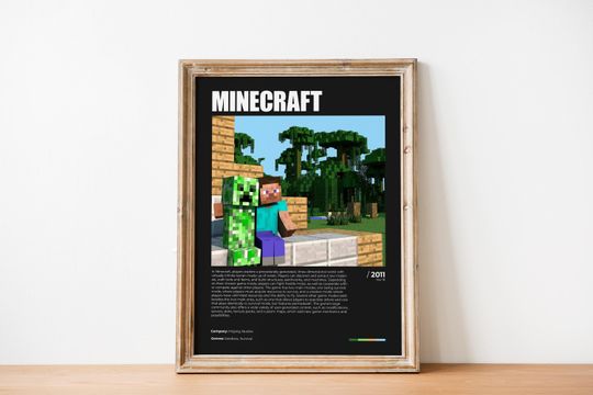 Discover Printable Minecraft Poster, Minecraft Wall Decor, Survival Game Art, Gaming Room Decor, Video Game Poster, Gaming Prints