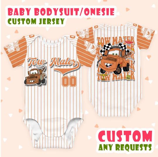 Discover Personalized Tow Mater carss Movie Baby Bodysuit Jersey, Custom Tow Mater Baby Bodysuit