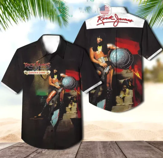 Discover Rick James Throwin' Down Album Cover Hawaiian Shirt