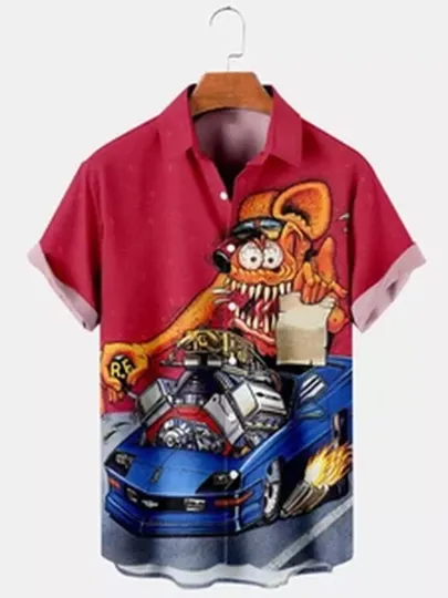 Discover Hot Rod Rat Fink Motorbike Hawaiian 3D Printed Shirt, Summer Shirt