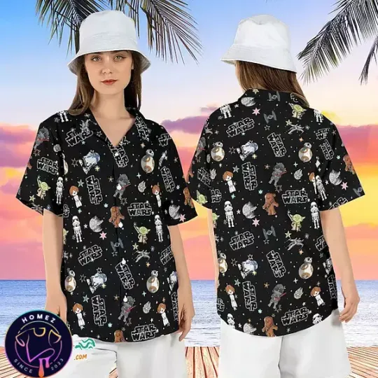 Discover Starr Warss Characters Galaxy Edge Tropical Aloha Hawaiian Shirt