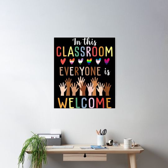 Discover Everyone Is Welcome Here Poster, Anti Racism Poster
