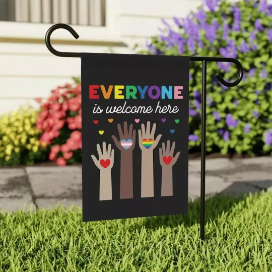 Discover Everyone is Welcome Here Flag, Diversity and Inclusion Idaho Teacher Garden Flag