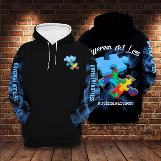 Discover Autism Hoodie Black Different Not Less Hoodie 3d Unisex Adult BG