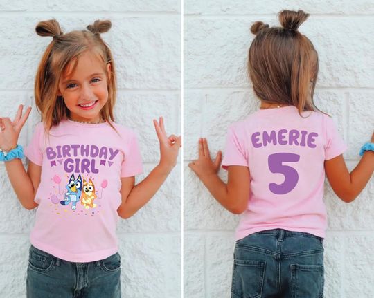 Discover Custom Blue Dog Birthday Girl Shirt Personalized Birthday Girl Shirt Birthday Blue Dog Shirt