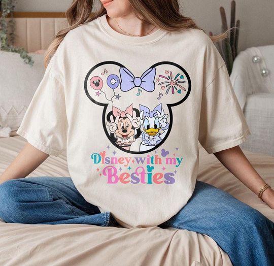 Discover Disneyyy With My Bestie Comfort Colors Shirt, Minniee and Daisy Bestie Shirt