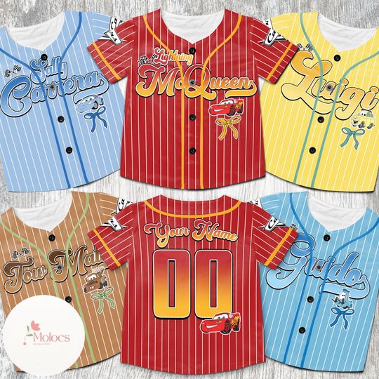 Discover Custom carss Lightning Mc queen Baseball Jersey Team, Personalized Jersey
