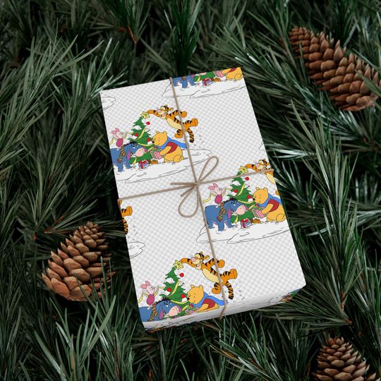 Discover Christmas Gift Wrap Papers - winniee the poohh and Friends, Holiday Gift Wrap, Festive Wrapping Paper, Xmas Packaging, Cute Character