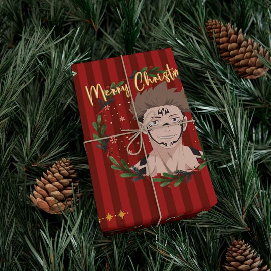 Discover Anime Sukun4 Christmas Gift Wrap Paper, Anime Christmas Gift Wrap Paper, Custom JJK Gift Wrap