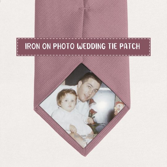 Discover Personalised Photo or Text Tie patch | Wedding | Best Man | father Bride | Groom | Husband gift