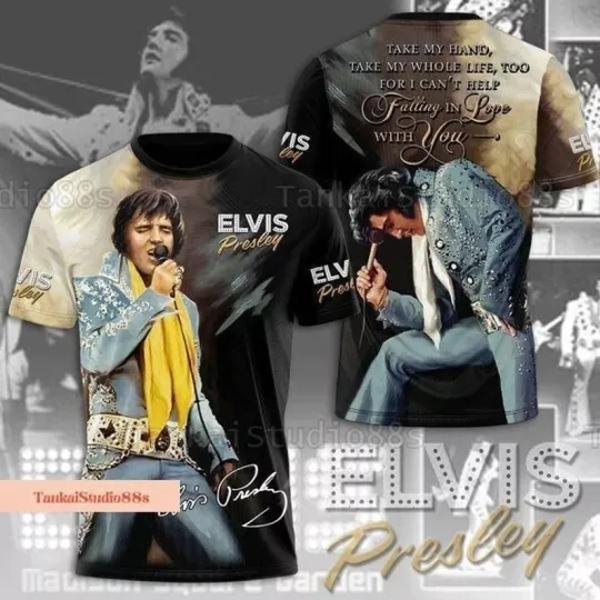Discover Retro Elvis Presley 3D T-Shirt, Elvis King Of Rock Shirt,
