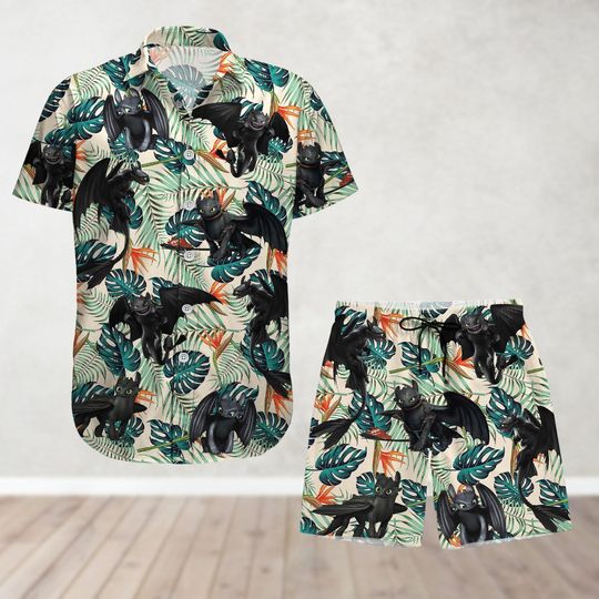 Discover Toothless Hawaiian Shirt, Night Fury Beach Shorts, Disneyyy Shirt, Movie Cartoon Summer Shirt