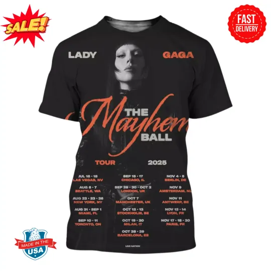 Discover Ld ga The Mayhem Ball Tour 2025 Europe And North America T Shirt