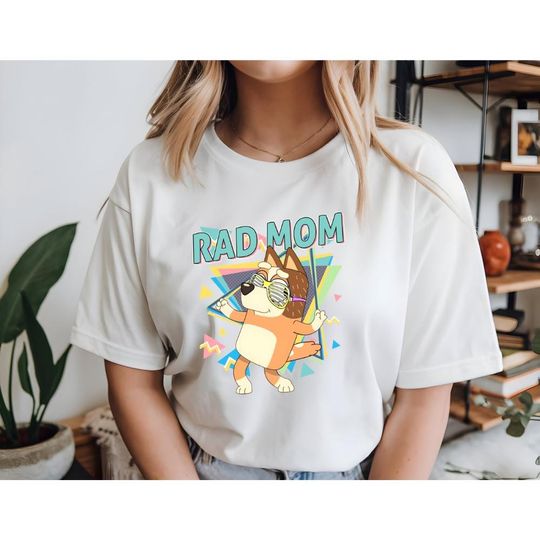 Discover Blue Dog Rad Mom T-Shirt, Cute Rad Mom Blue Dog Shirt, Rad Mom Retro Blue Dog