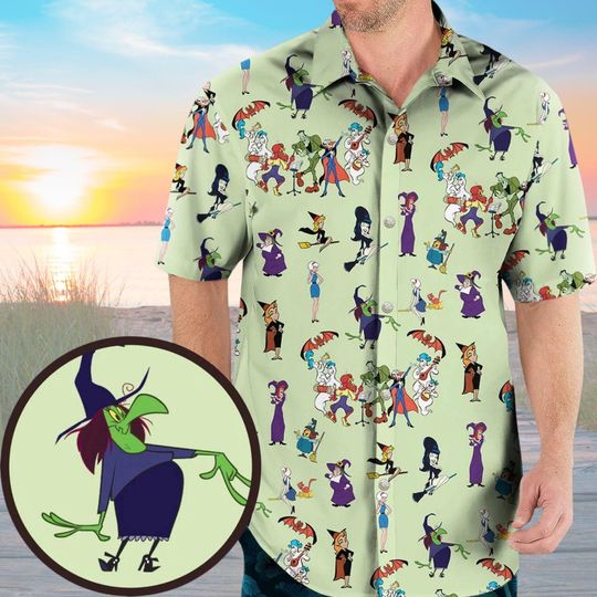 Discover 70s Witches Cartoon Characters Hawaiian Shirt, Vintage Witch Shirt, Cartoon Witch Gifts
