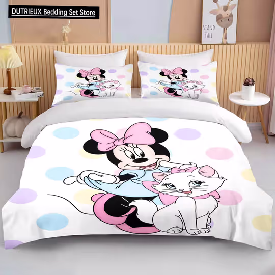 Discover Disneyyy Minniee Mouse Love Printed Bedding Set, Bedroom Decor