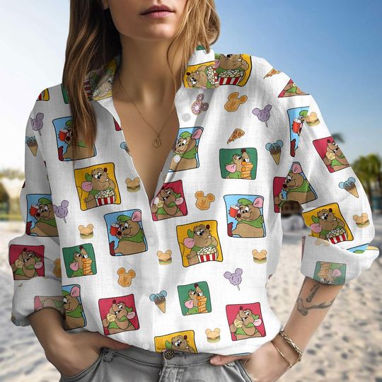 Discover Disneyyy Gus Gus Snack Time Linen Shirt, Cinde Mouse Shirt, Disneyyy Bound Outfit