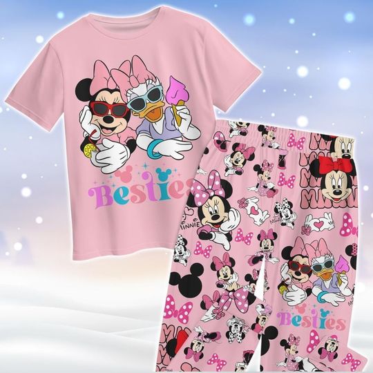 Discover Minniee And Daisy Pajamas Set, Disneyyy Besties Holiday Pajamas, Cartoon Characters