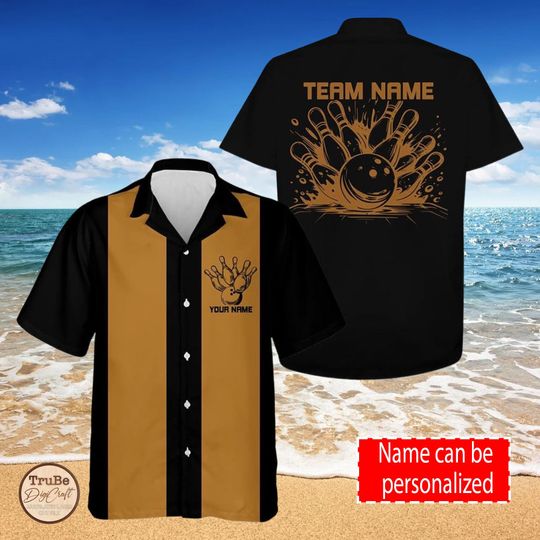 Discover Personalized Vintage Bowling Hawaii Shirt for Men Women, Custom Name Bowling Aloha Shirt