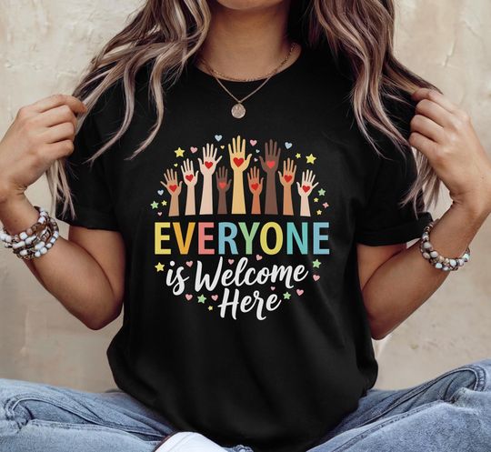 Discover Inclusive Message Tee, Everyone is Welcome Here Idaho Teacher Shirt, Unisex Cotton Tee