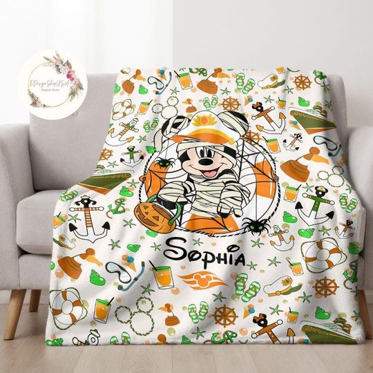 Discover Personalized All Characters Halloween on the High Seas Disneyyy Cruise Line Blanket